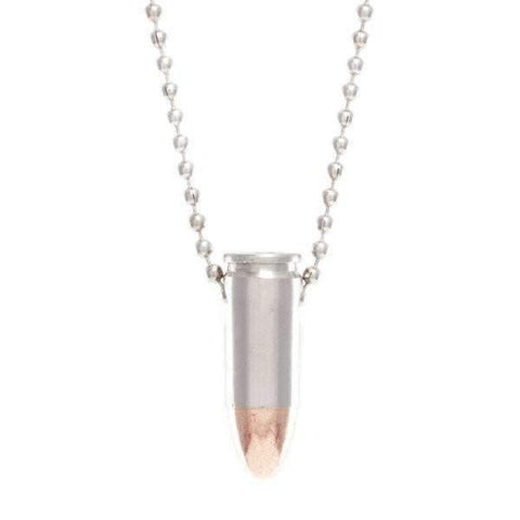 LS - Ball Chain Bullet Necklace - 9mm Nickel - Lucky Shot Europe